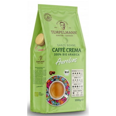 Kawa ziarnista TEMPELMANN CAFFE CREMA BIO AURELIAS 1kg.